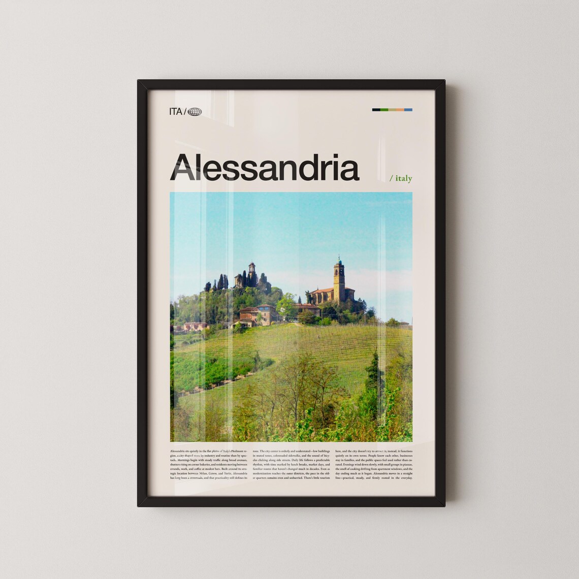 Alessandria Italy Hilltop Village Piedmont Photography Travel Poster