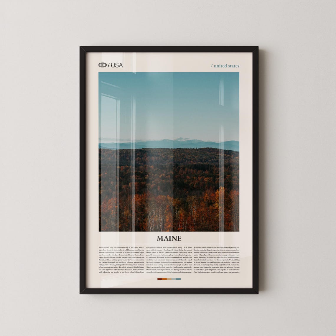 Maine Fall Foliage Forest Mountain Aerial Scenic USA Travel Poster