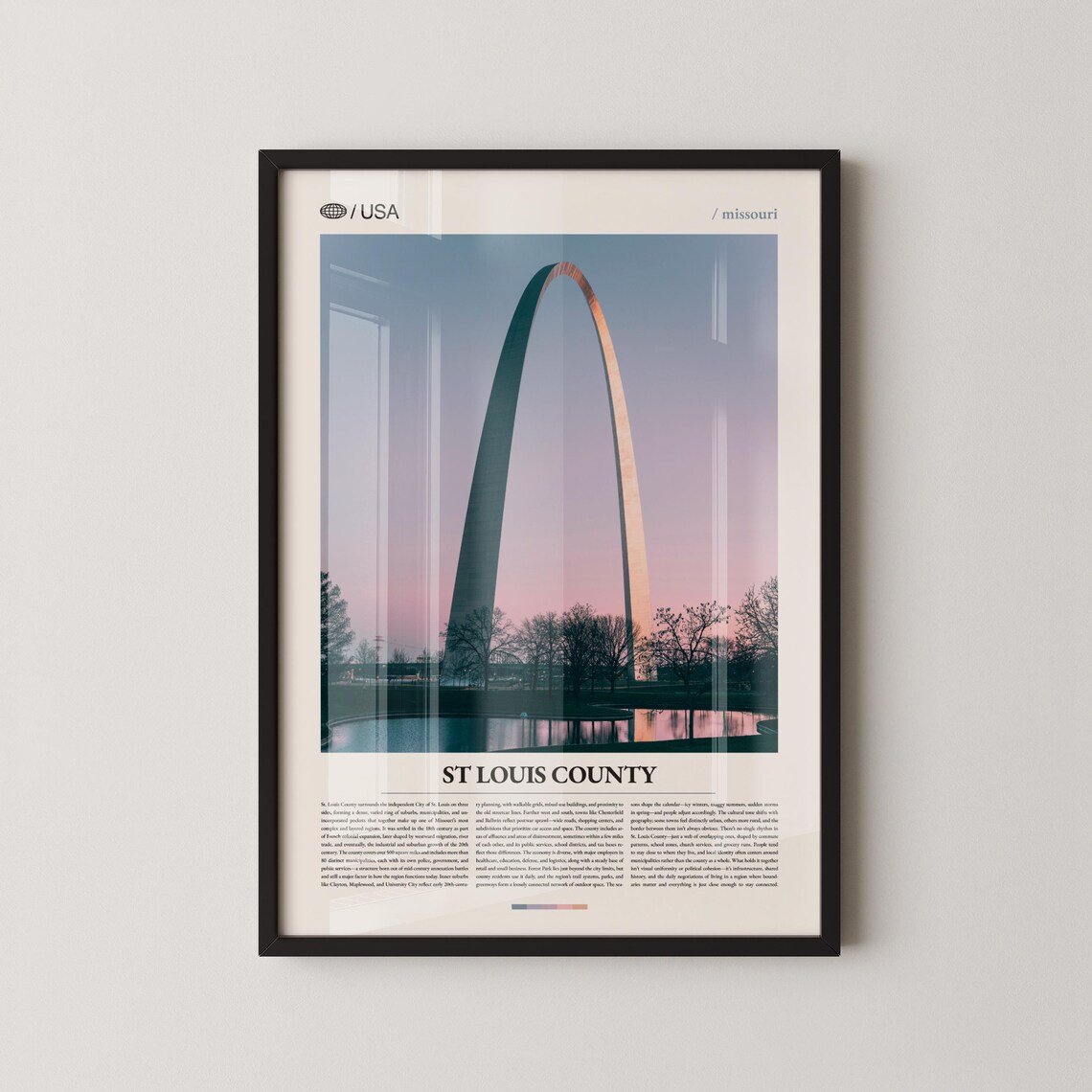St Louis County Gateway Arch Sunset Missouri Travel Photo Poster