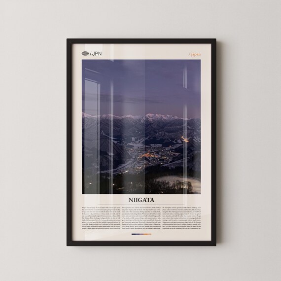Niigata Japan Snowy Mountain Ridge Night Lights Photo Poster