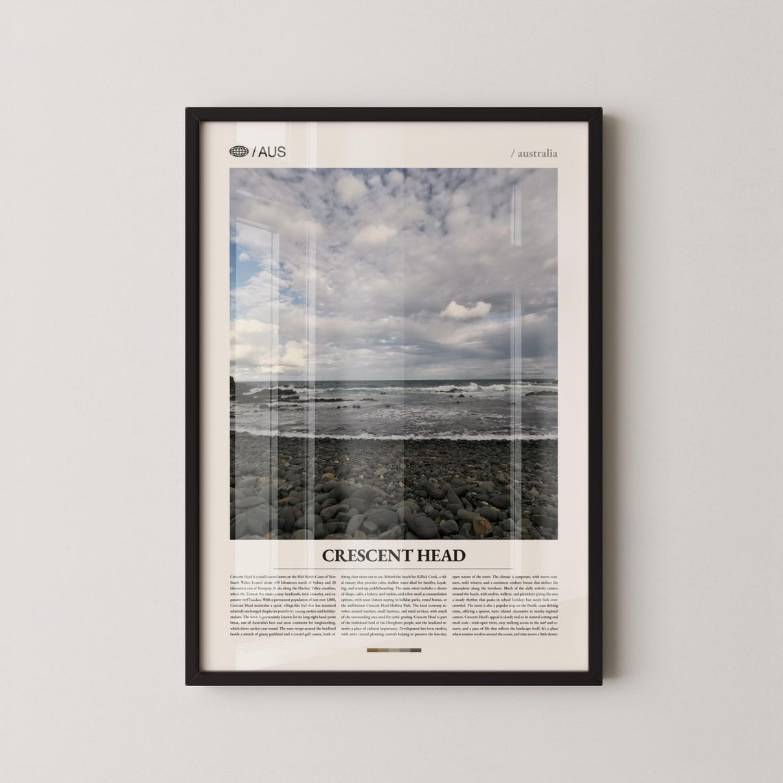 Crescent Head Australia NSW Pebble Beach Surf Coast Travel Poster