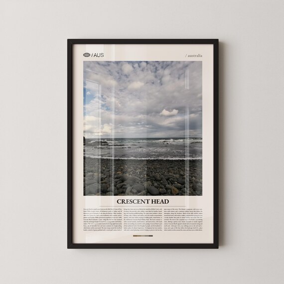 Crescent Head Australia NSW Pebble Beach Surf Coast Travel Poster
