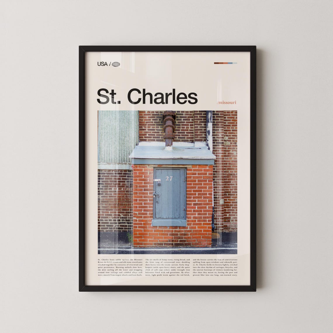 St Charles Missouri Historic Brick Door Editorial Travel Poster