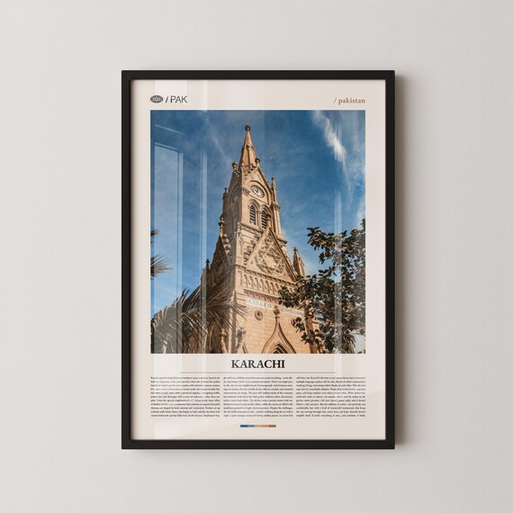 Karachi Gothic Clock Tower Blue Sky Pakistan City Poster Artwork