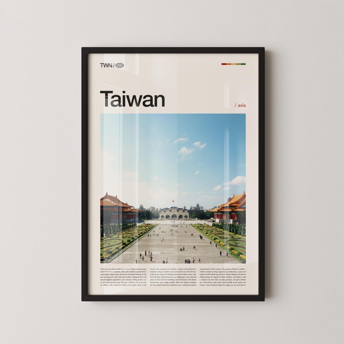 Taiwan Grand Memorial Hall Blue Tile Roofs Sunny Plaza Poster