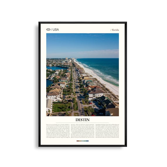 Destin Florida Emerald Coast Aerial Road Photo Minimalist Travel Poster