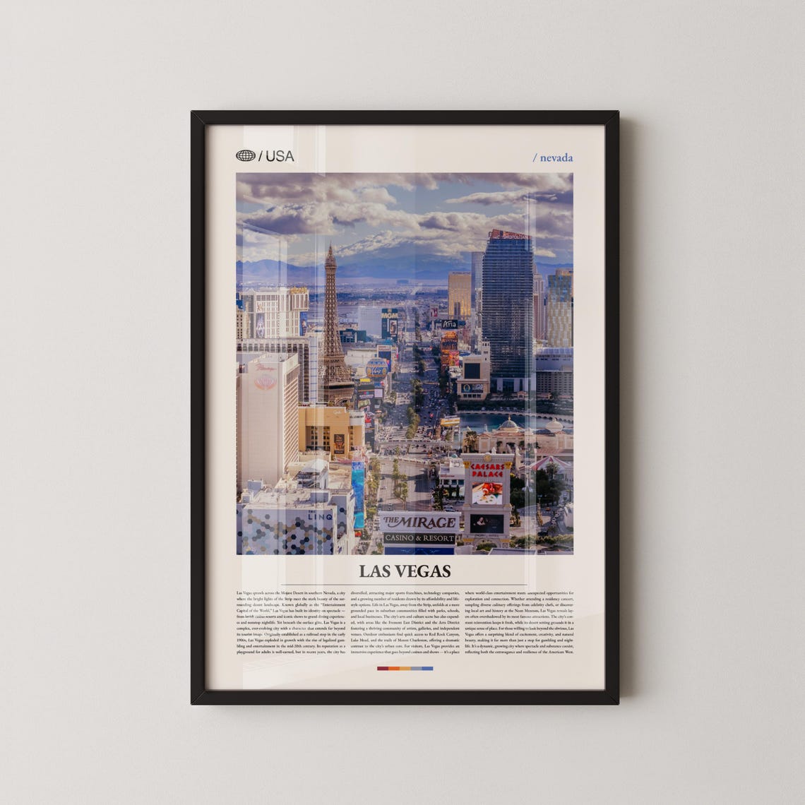Las Vegas Daytime Strip Aerial Mirage Casino Nevada Travel Poster