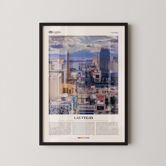 Las Vegas Daytime Strip Aerial Mirage Casino Nevada Travel Poster