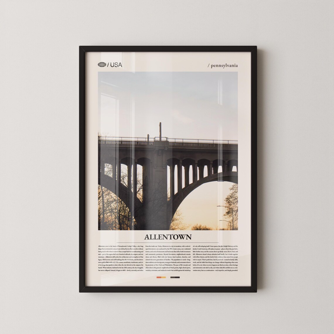 Allentown Pennsylvania Sunrise Bridge Photo Editorial Poster
