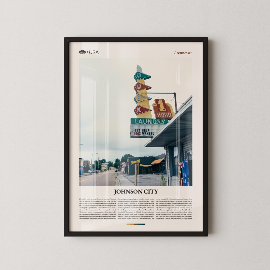 Johnson City Tennessee Retro Laundry Sign Main Street Americana Poster