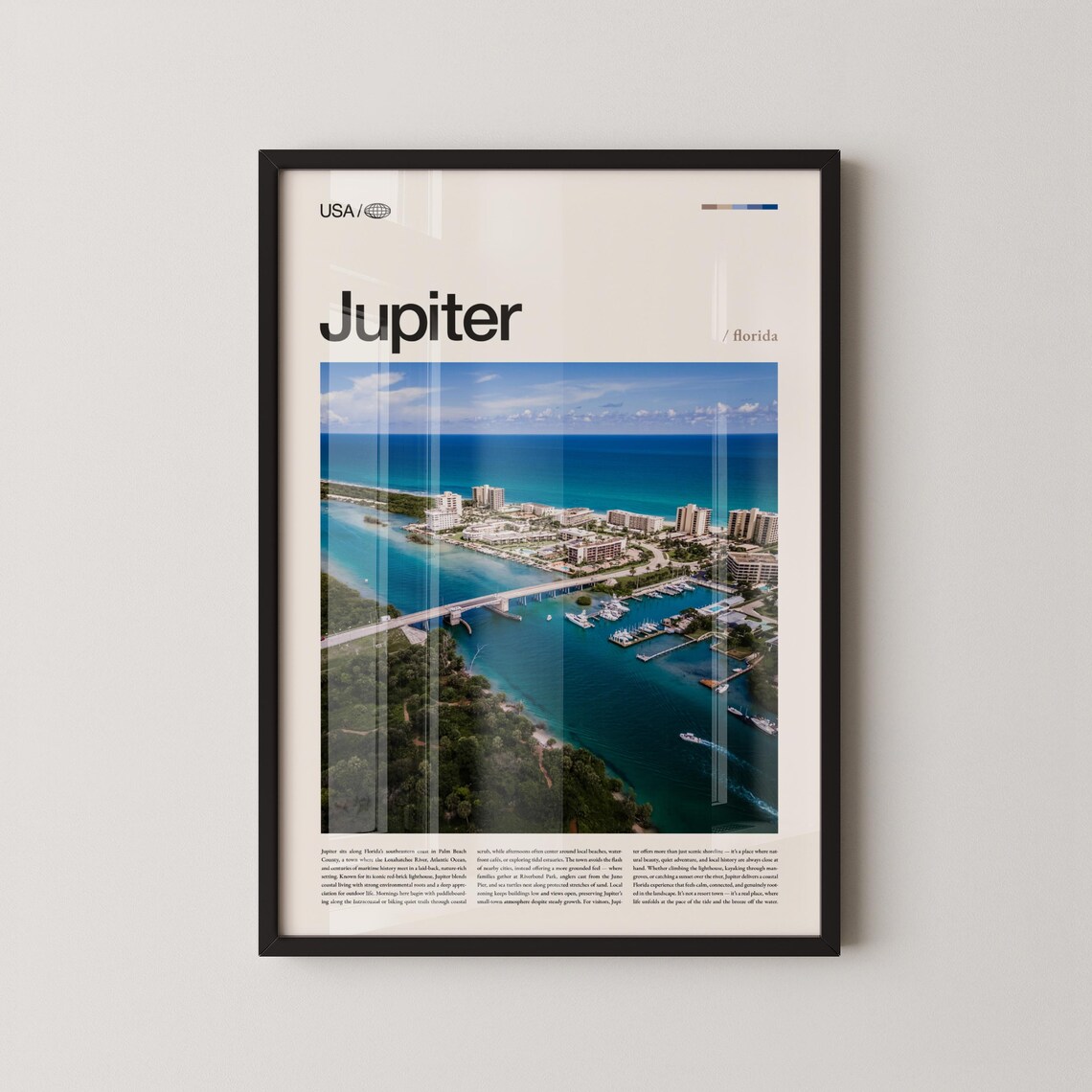 Jupiter Florida Inlet Waterway Aerial Photo Travel Art Poster
