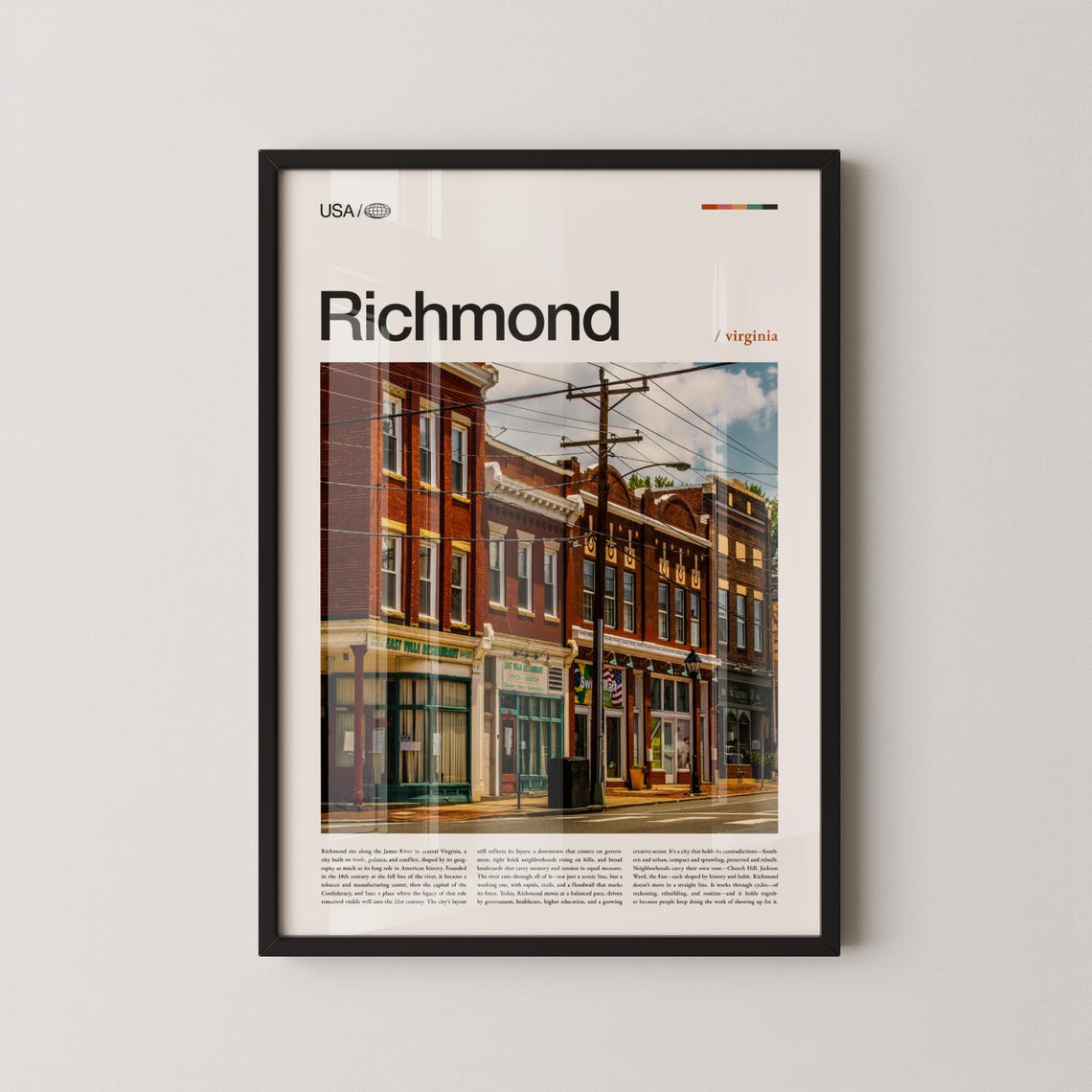 Richmond Virginia Historic Brick Storefronts Street Photo Poster