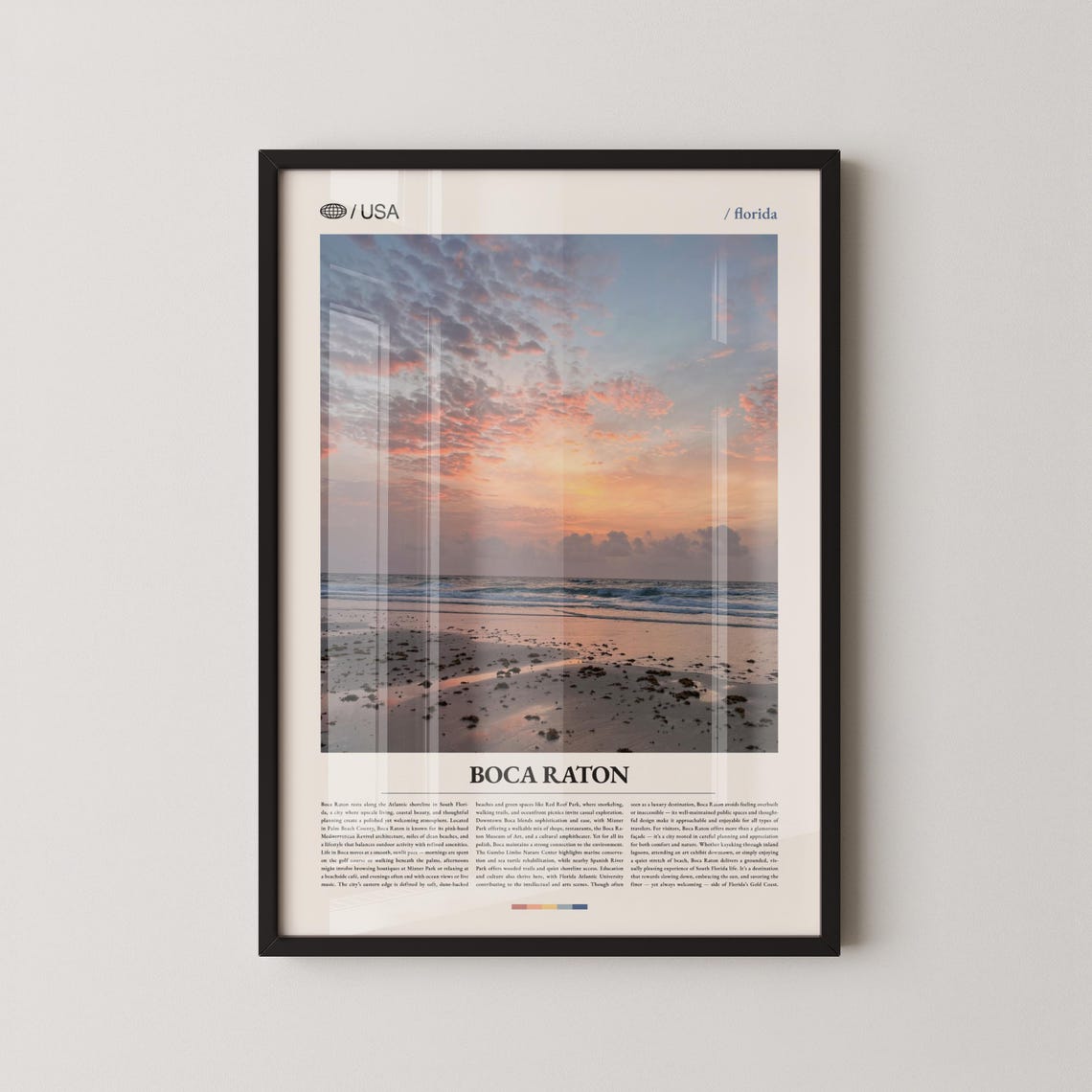 Boca Raton Florida Beach Sunset Ocean Waves Photo Travel Poster