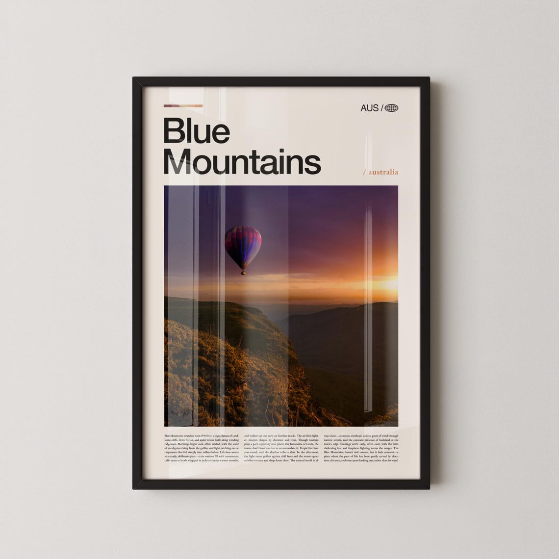 Blue Mountains Australia Hot Air Balloon Sunrise Photo Poster
