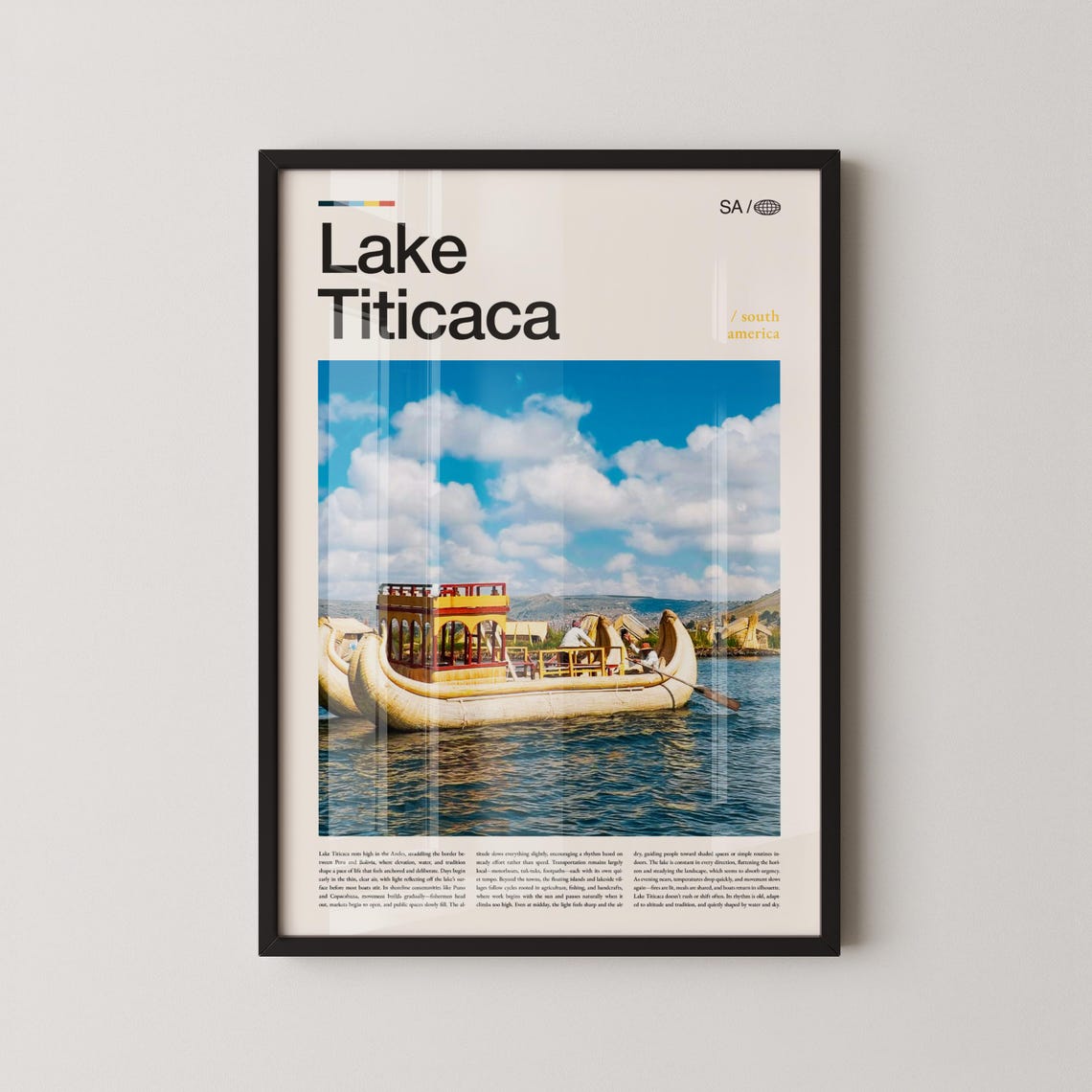 Lake Titicaca Reed Boat Peru Bolivia South America Travel Poster