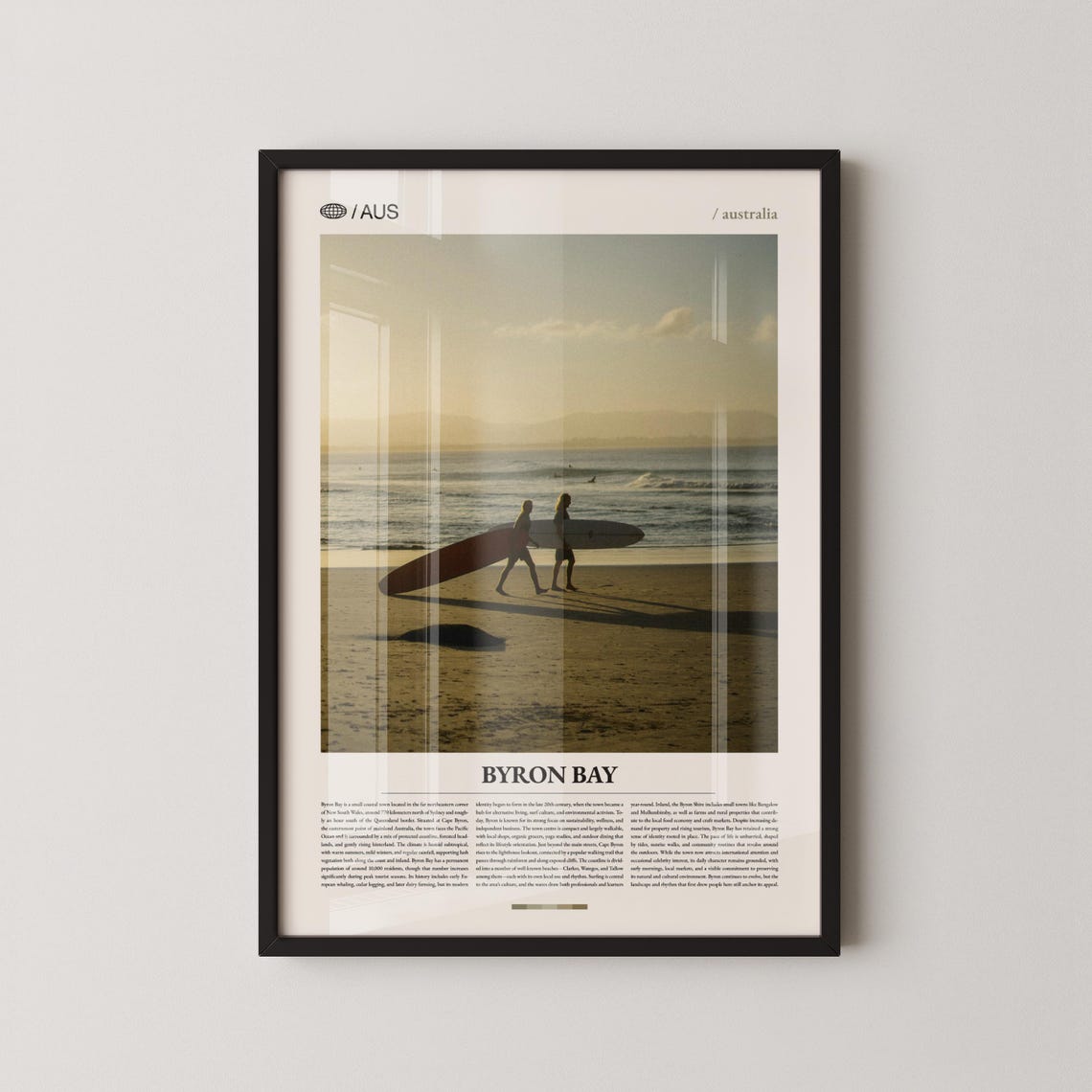 Byron Bay Australia Surfers at Sunset Beach Photography Poster