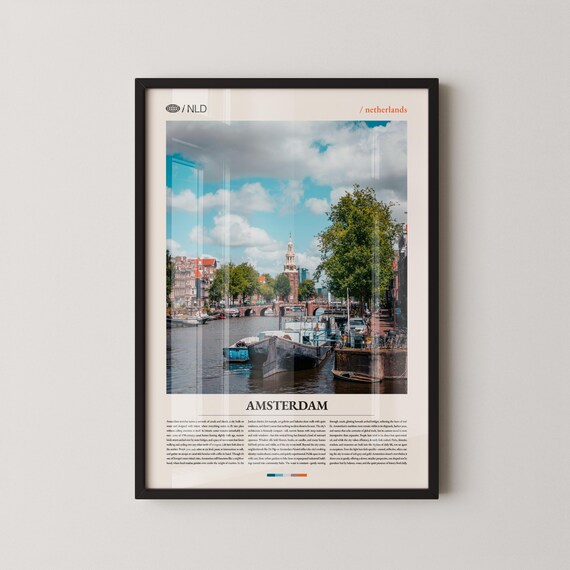 Amsterdam Netherlands Scenic Canal Photography Travel Decor Poster