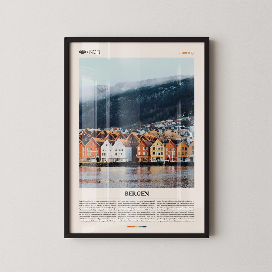 Bergen Norway Bryggen Harbor Photography Travel Wall Decor Poster