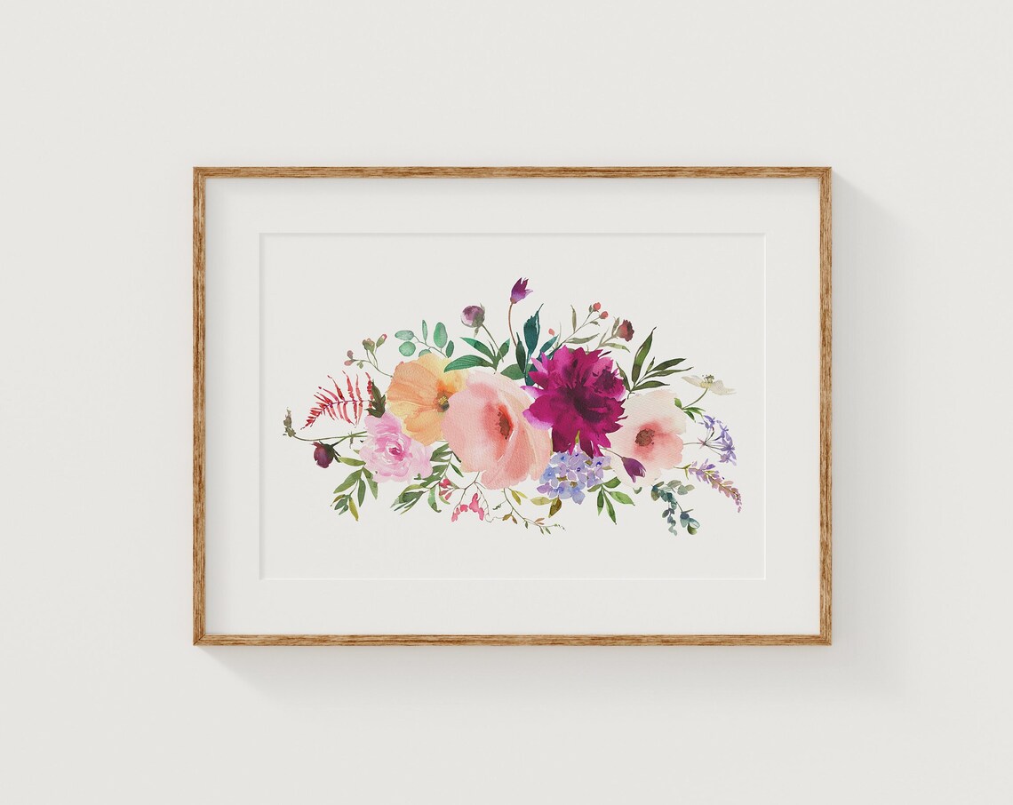 Pink Watercolor Floral Bouquet Spring Botanical Arrangement Art Poster - Image 4