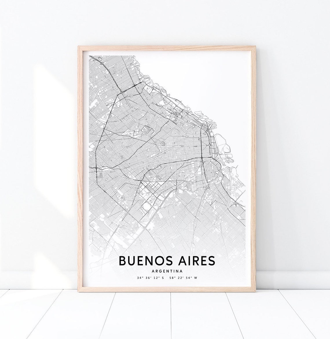 Buenos Aires Argentina Minimalist Street Map Line Art Wall Poster