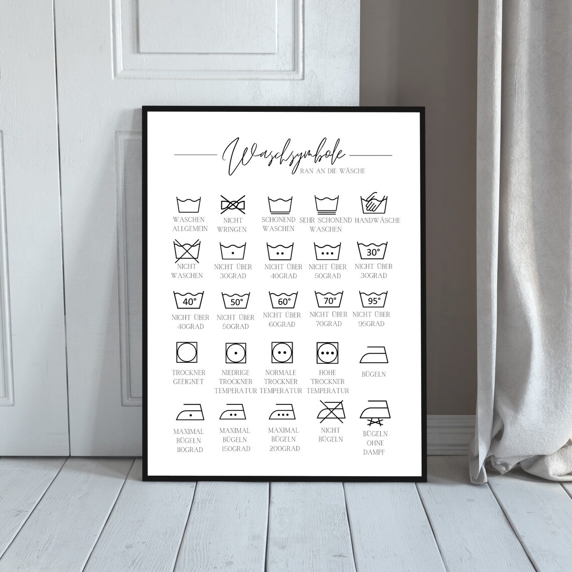 Laundry Room Washing Symbols Typography Poster - Image 4