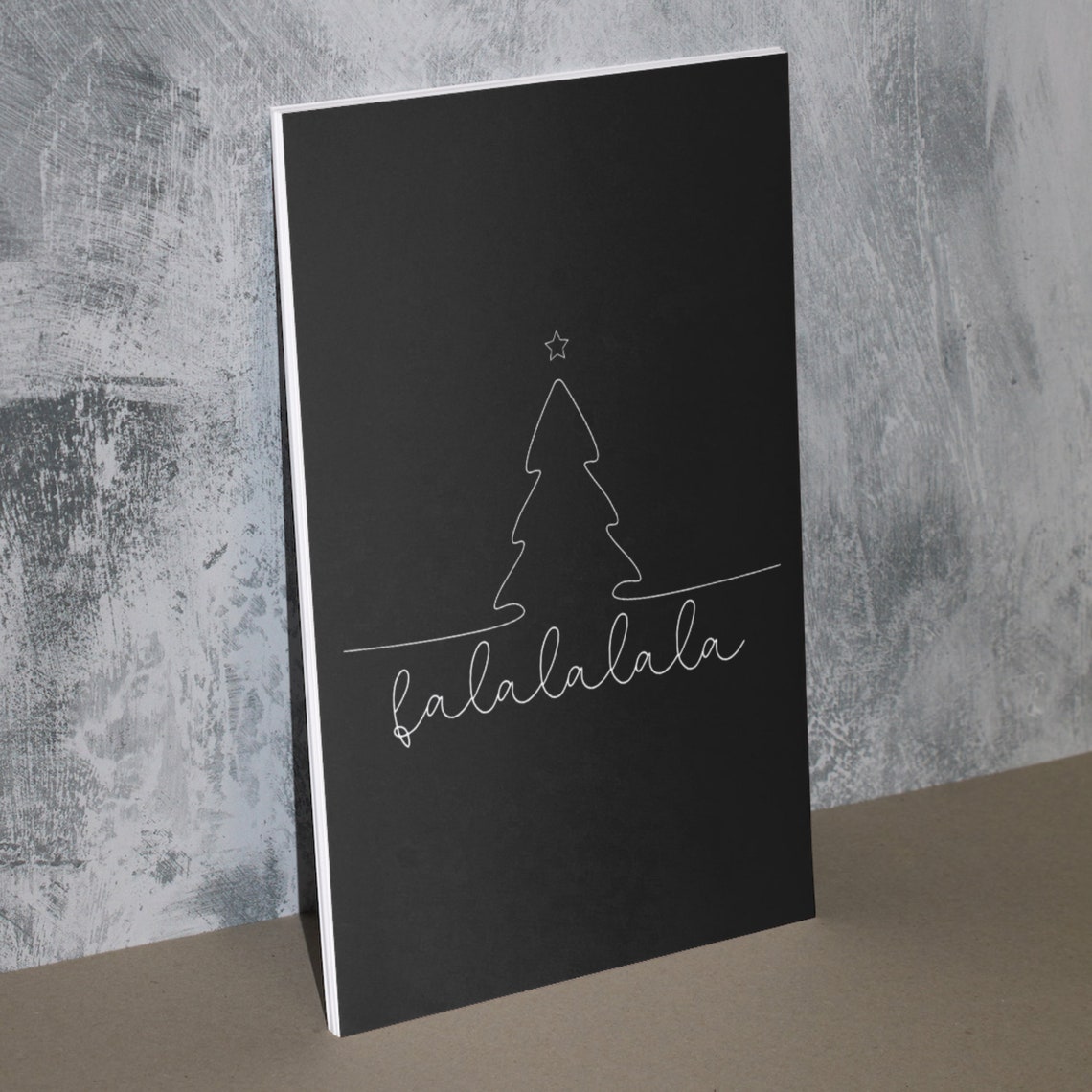 Falalalala Christmas Tree Line Art Poster Black Minimalist Holiday - Image 3