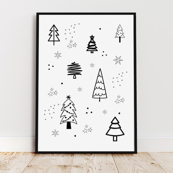 Christmas Tree Holiday Poster, Christmas Time Decor