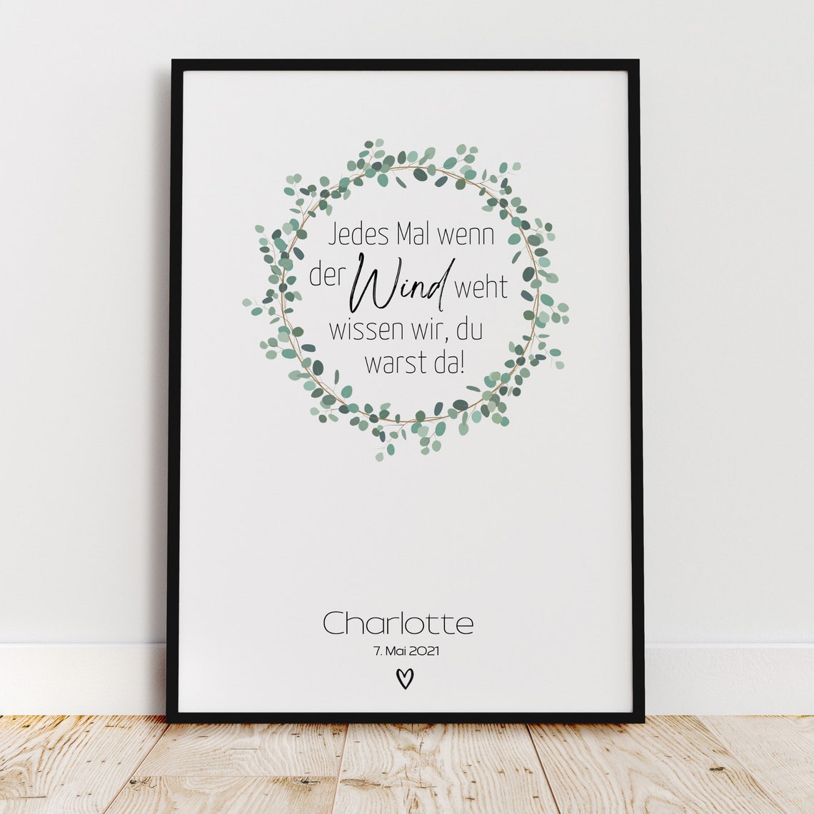 Personalized Memorial Poster for Child Loss with Eucalyptus Wreath