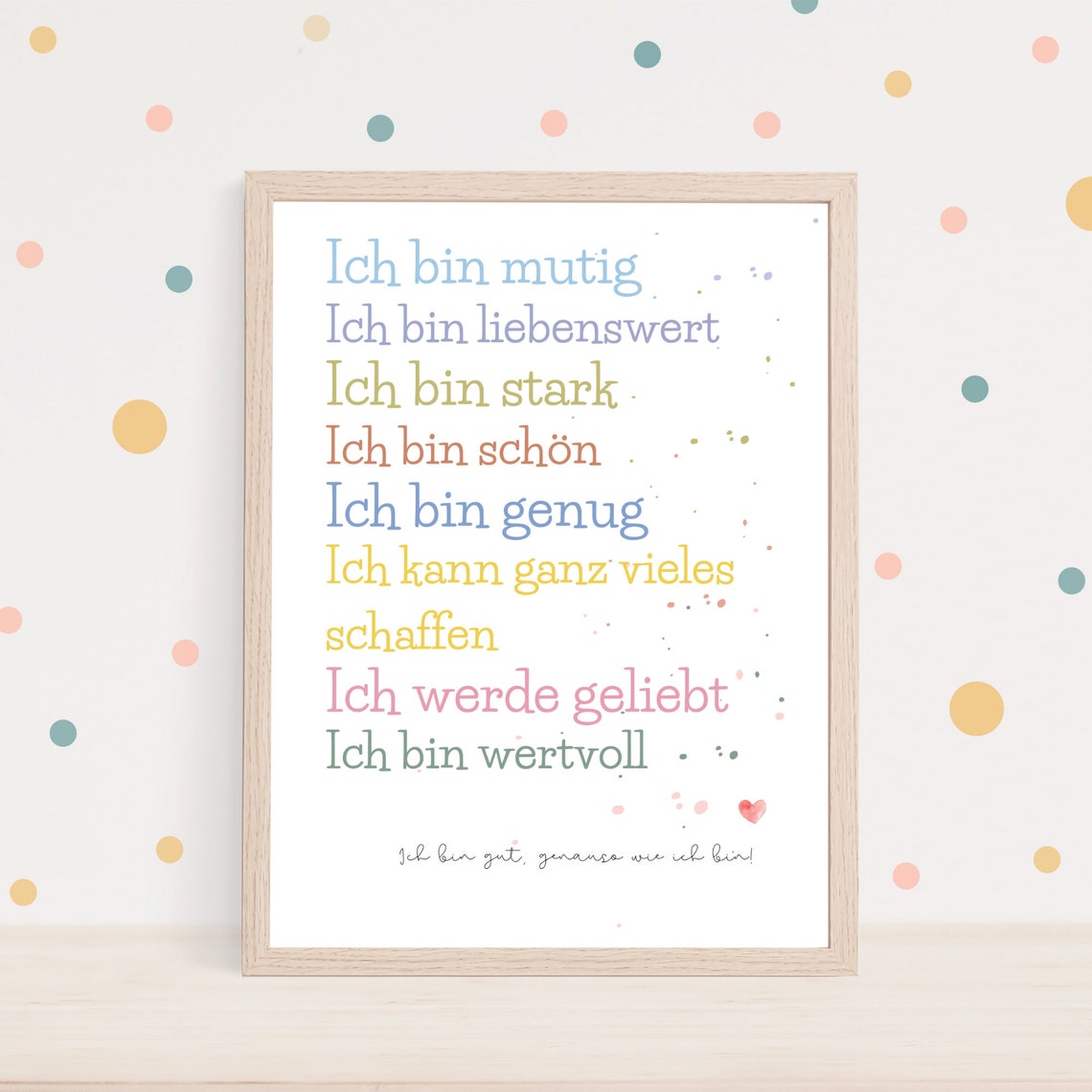 Kids Positive Affirmations Poster I Am Brave Strong Loved Colorful - Image 2