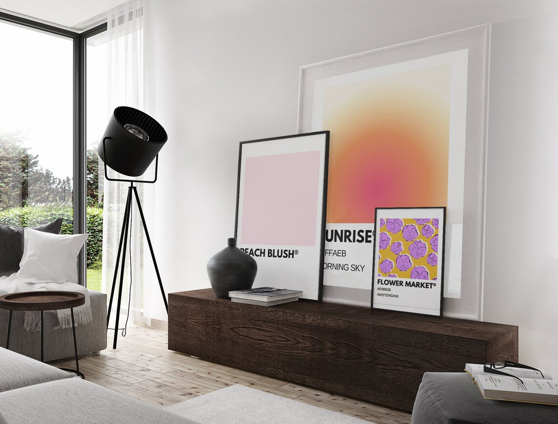 Sunrise Morning Sky Pink Orange Gradient Aura Minimalist Wall Art - Image 2