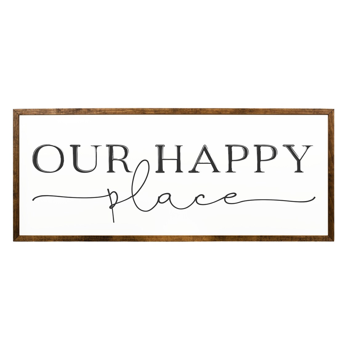 Our Happy Place Rustic Home Sign Wall Art Print - Image 2