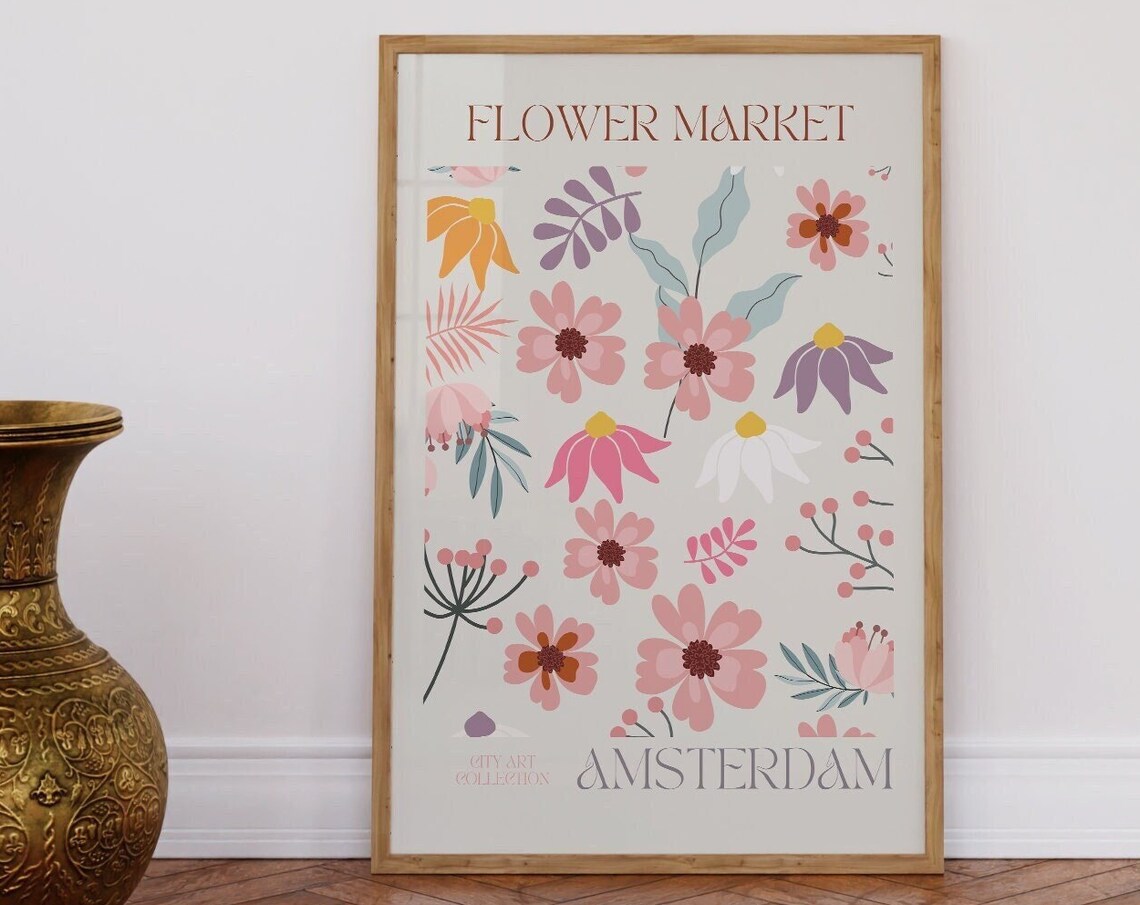 Flower Market Print Flower Wall Art Print Wall Art Amsterdam Flower Art Flower Shop Decor Amsterdam Flower Market