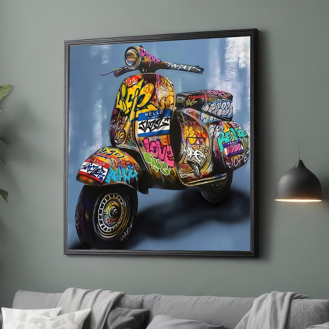 Graffiti Covered Scooter Colorful Street Art Urban Pop Culture Poster - Image 4