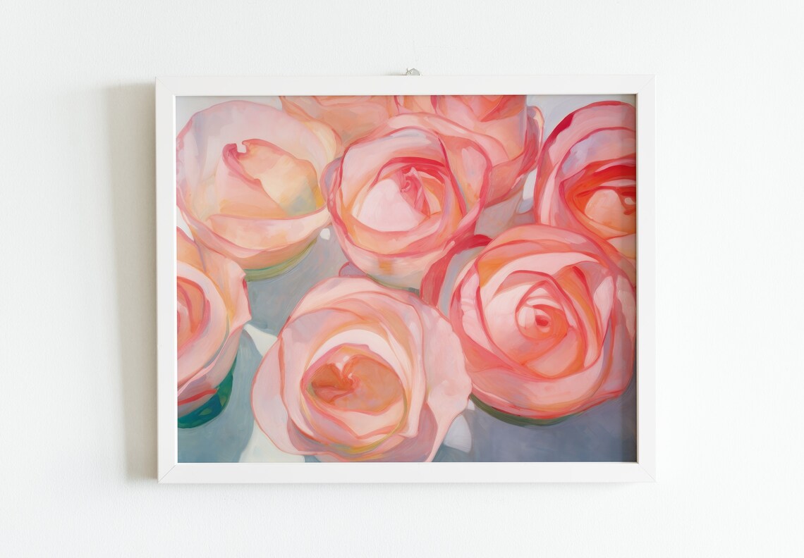 Soft Pink Rose Oil Painting, Nursery Wall Art - Image 2