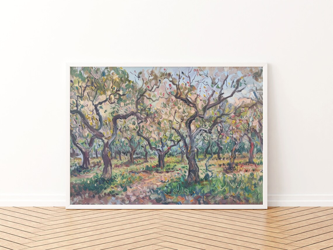 Olive Grove Oil Painting Impressionist Trees Landscape Print - Image 3