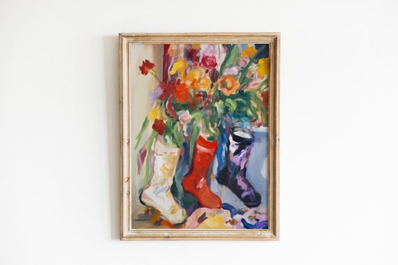 Abstract Floral Painting, Maximalist Bouquet Art Print