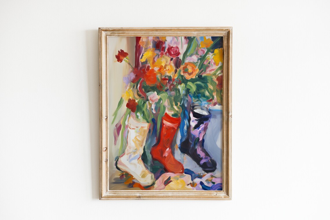 Abstract Floral Painting, Maximalist Bouquet Art Print