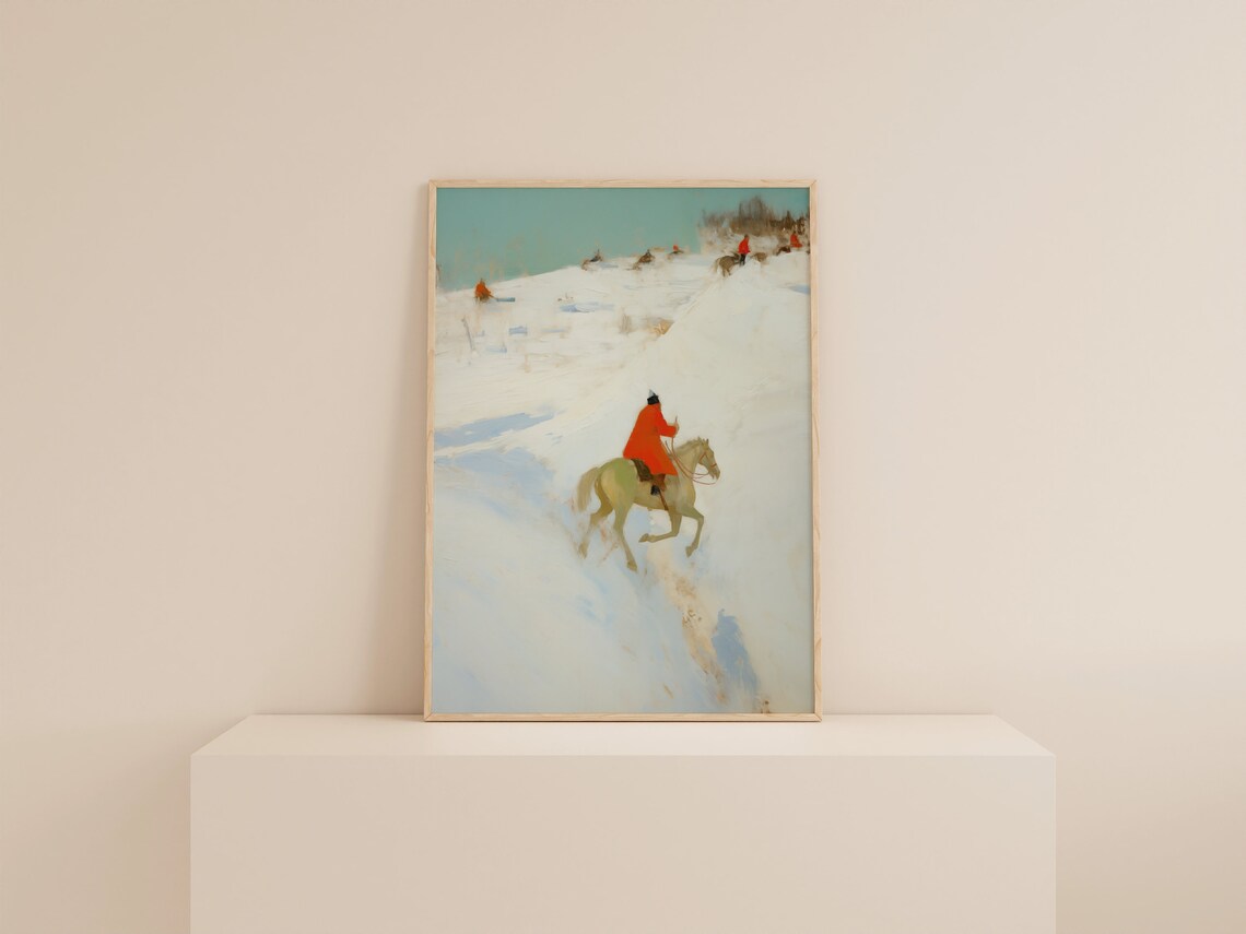Soft Antique Equestrian Art Print, Rustic Lodge Decor - Image 2