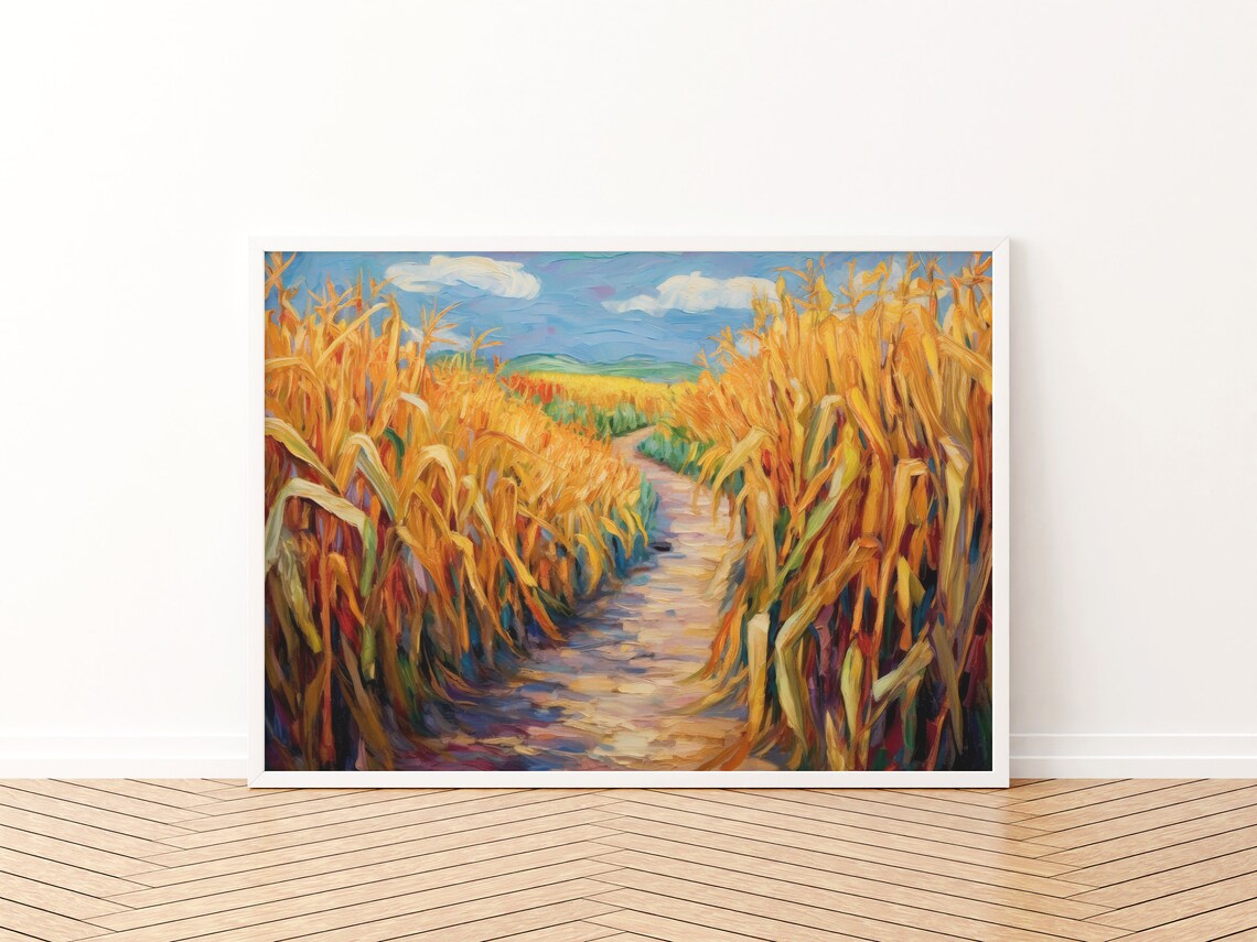 Warm Autumn Corn Painting, Rustic Fall Art Print - Image 3