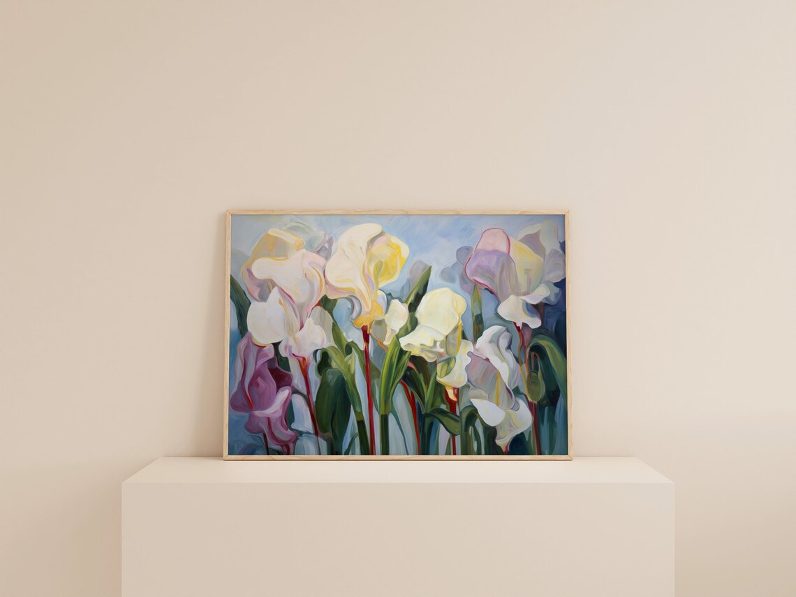 Abstract Floral Calla Lily Art Print, Soft Botanical - Image 2