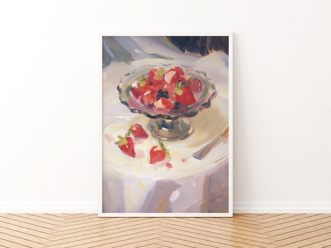 Strawberry Aesthetic Apartment Art Print, Coquette Decor - Image 2