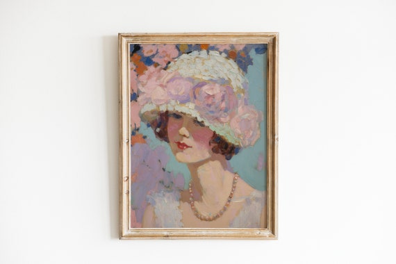 Soft Pink Vintage Hollywood Art Print, 1920s Aesthetic