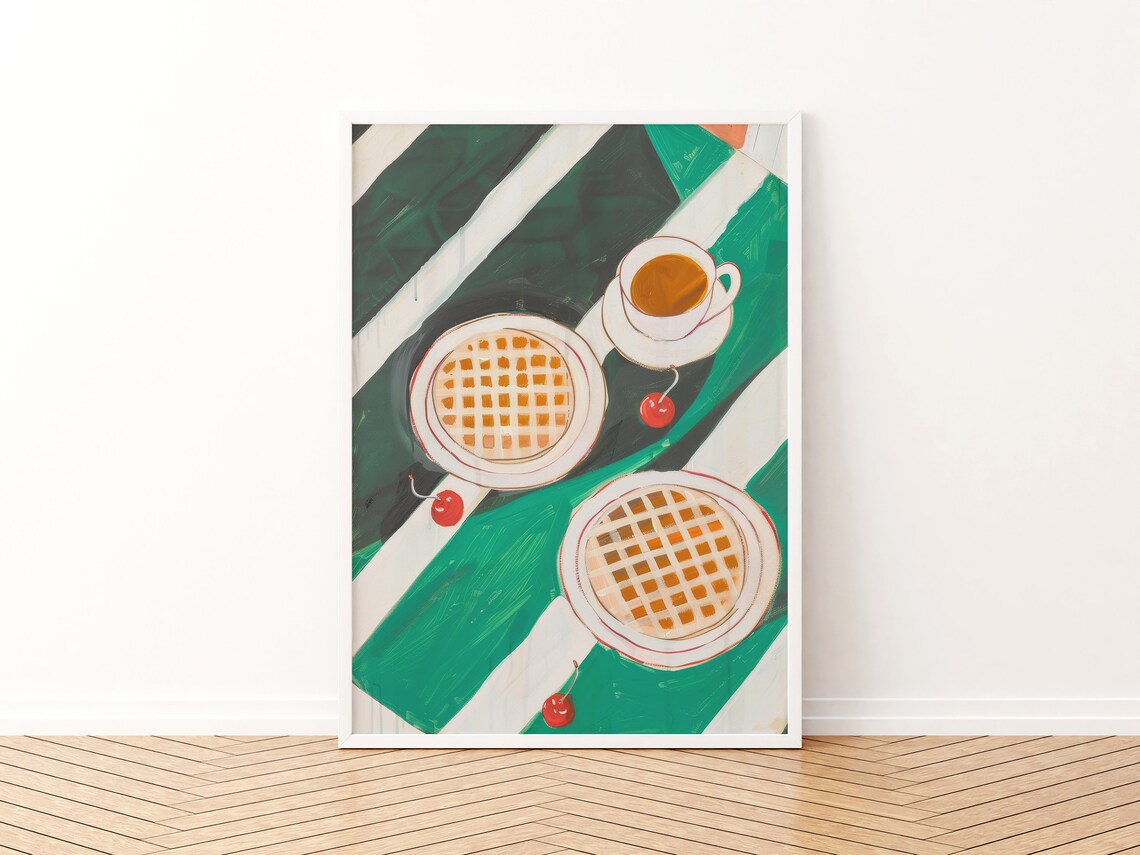 Retro Breakfast Waffle Kitchen Art Print - Image 3