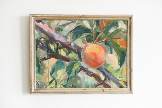 Peach Tree Painting, Preppy Kitchen Art Print