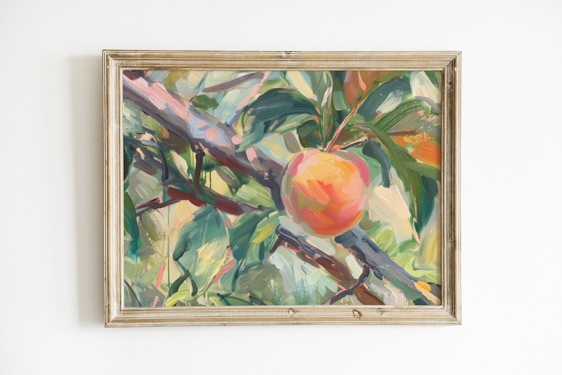 Peach Tree Painting, Preppy Kitchen Art Print