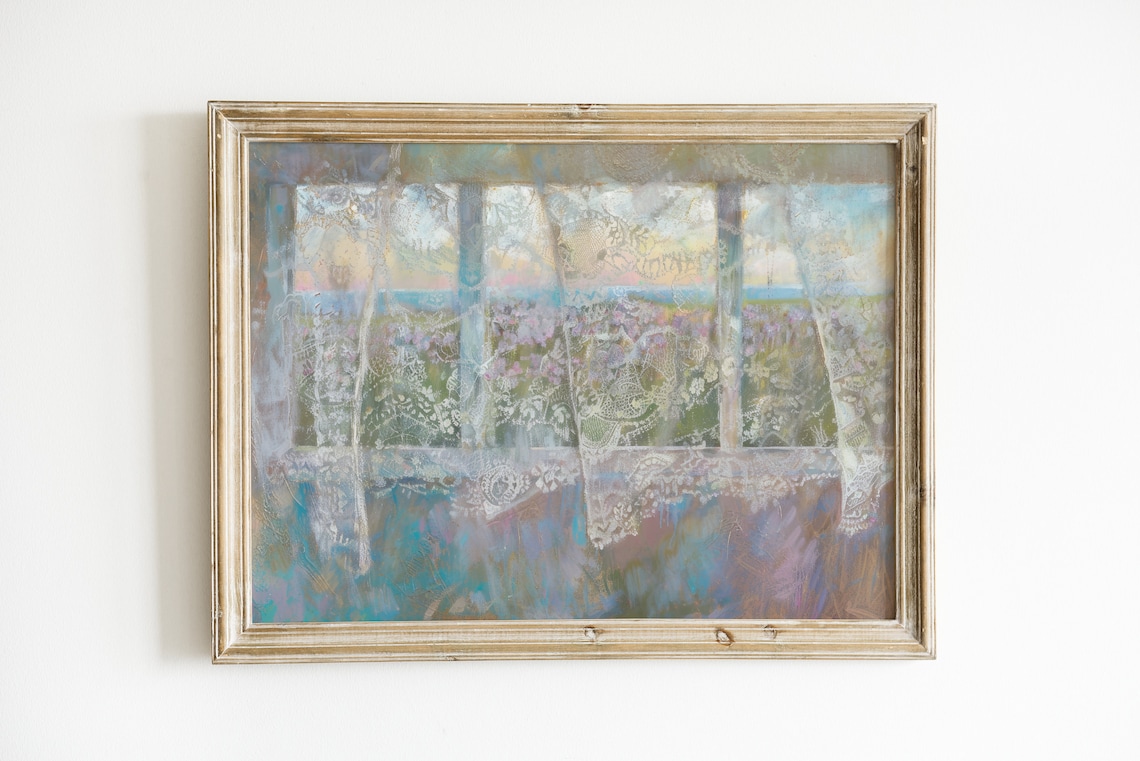 Soft Pastel Sunset Print, French Country Decor
