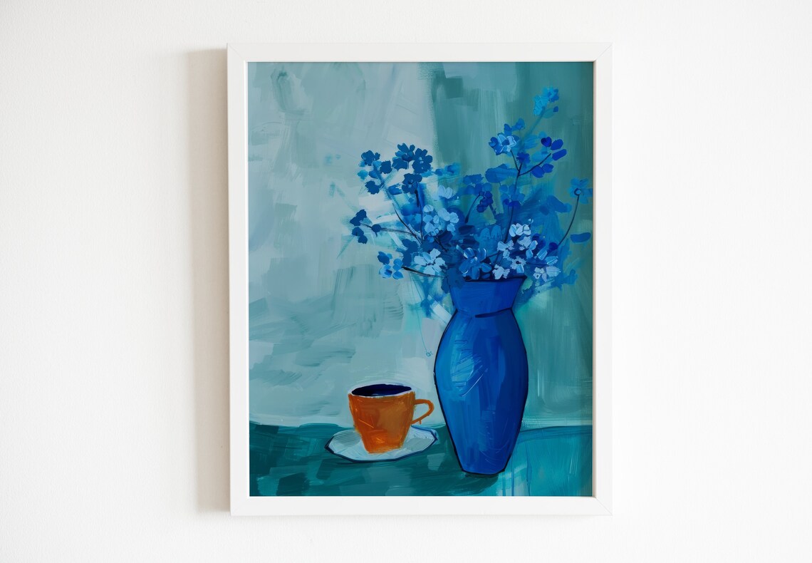Coffee Abstract Kitchen Art Print, Boho Chic Floral - Image 2