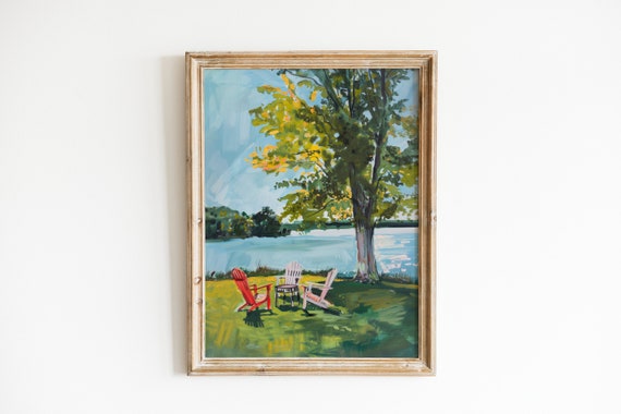 Retro Adirondack Chair Beach House Art Print