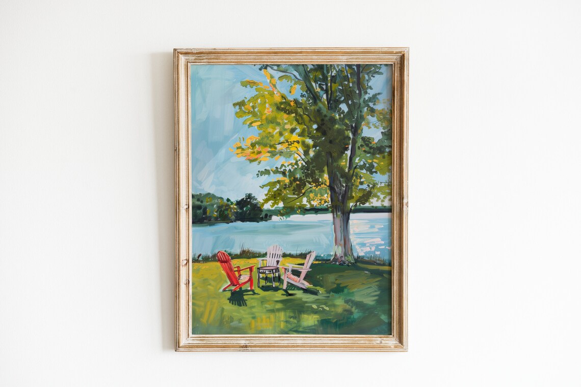 Retro Adirondack Chair Beach House Art Print