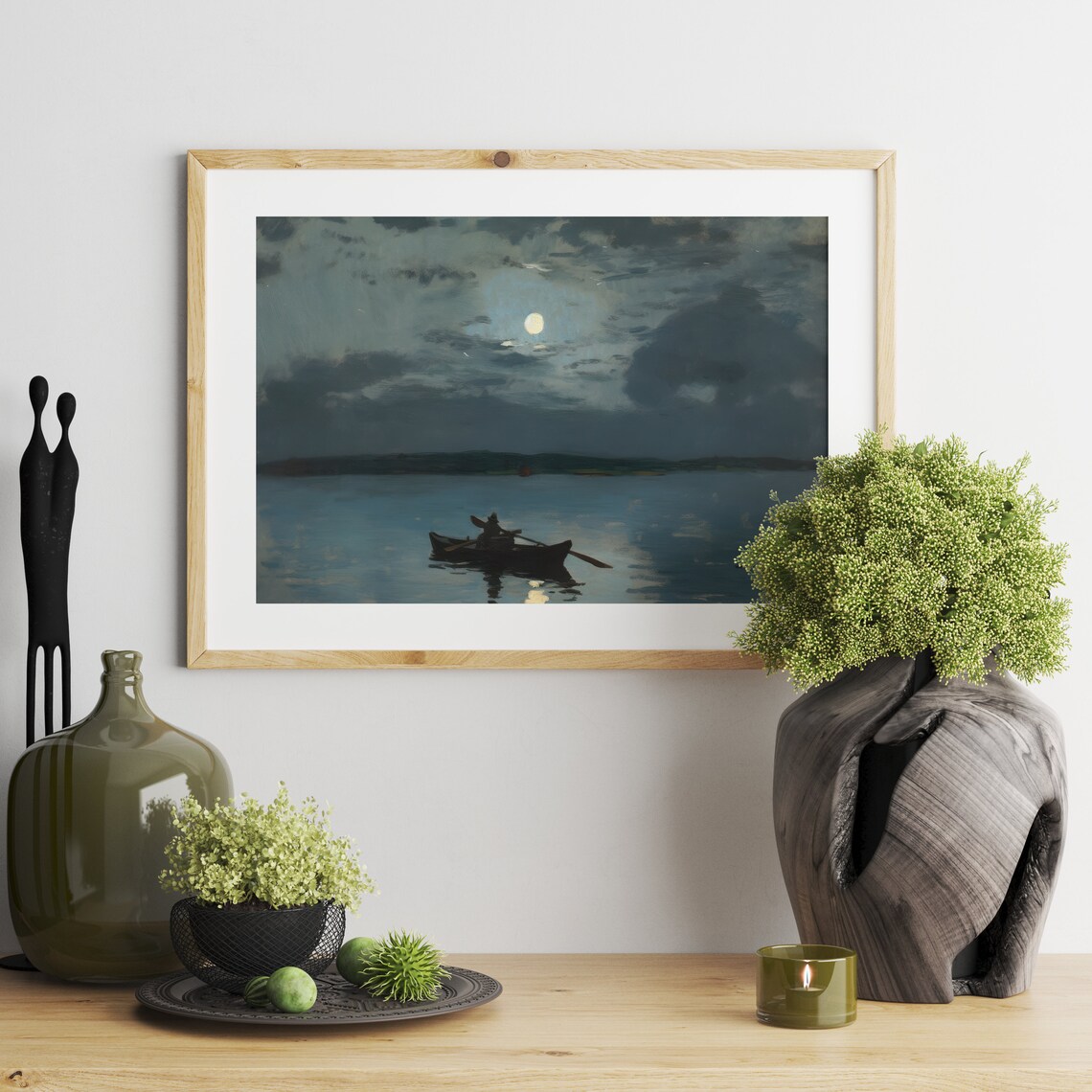 Night Sky Full Moon Vintage Goth Art Print - Image 2